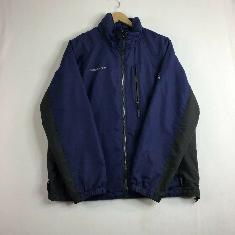 Zeroxposur Evolution Captured Men's Storm Blue Colorblock Bomber Jacket Size L